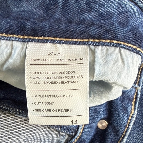 KanCan Distressed Skinny Jeans Medium Wash Raw Hem Stretch Denim Size 14 Women - Picture 15 of 15
